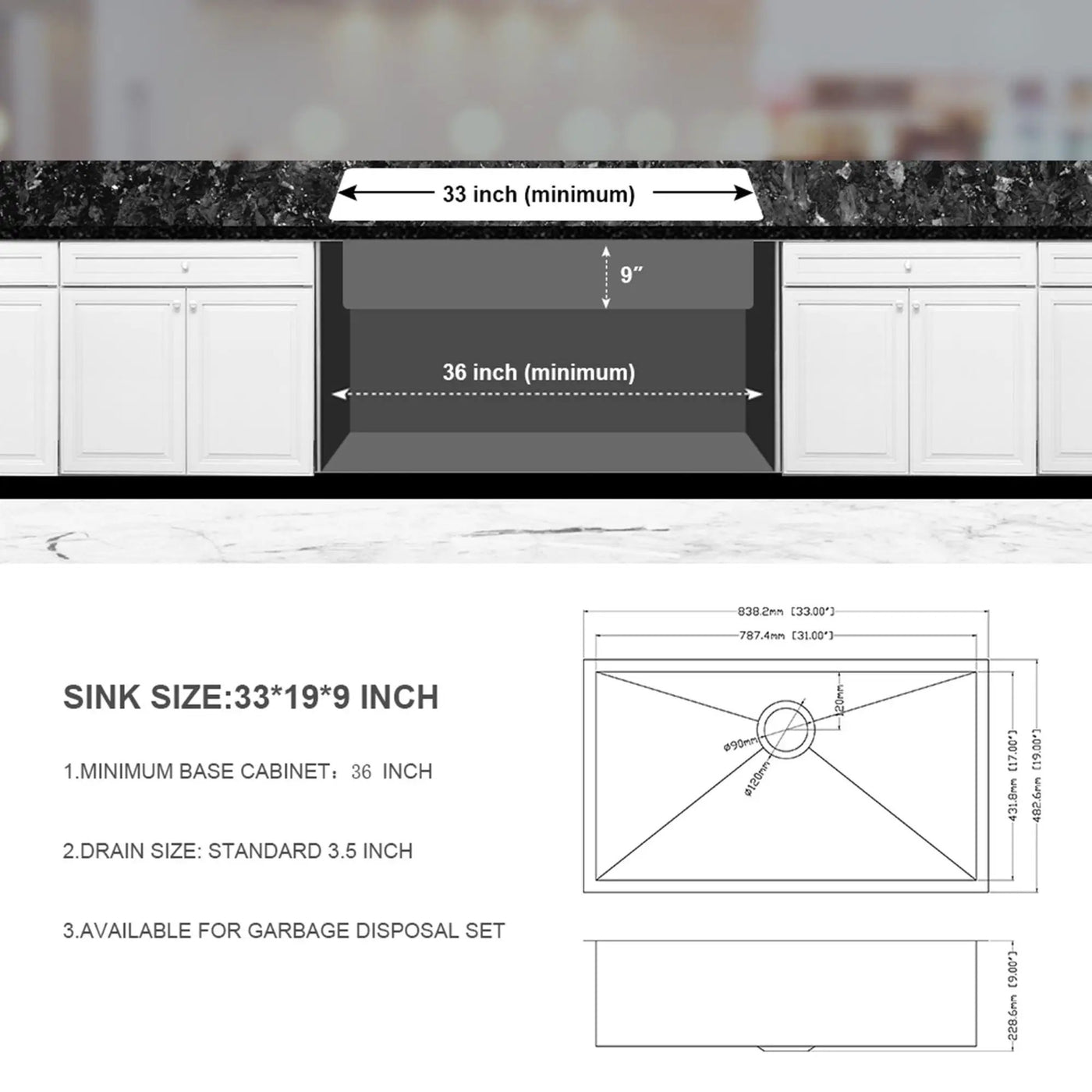 Undermount Stainless Steel Kitchen Sink, Deep Single Bowl Basin by HouseOfZazla