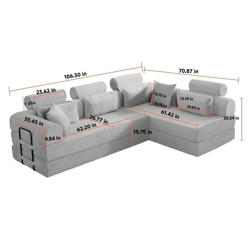 Modern L-Shape Modular Sectional Sofa, Compressed Design by HouseOfZazla
