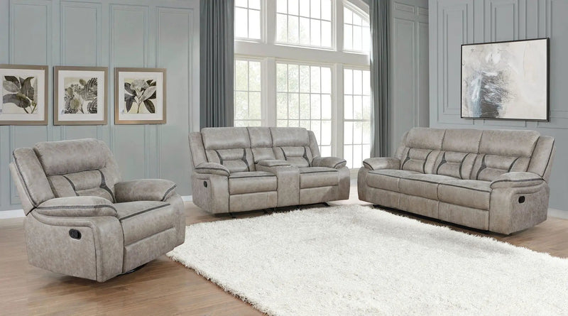 Greer Upholstered Swivel Glider Recliner Chair Taupe by Unique Piece Furniture
