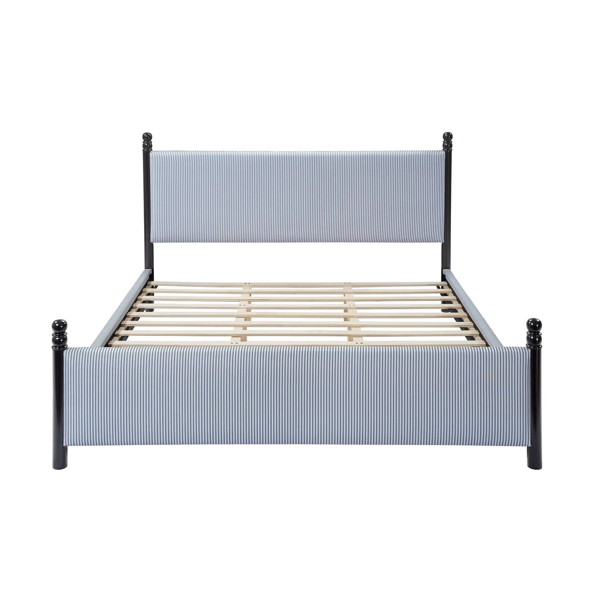 48-inch Striped Rubberwood Upholstered Bed, King by HouseOfZazla