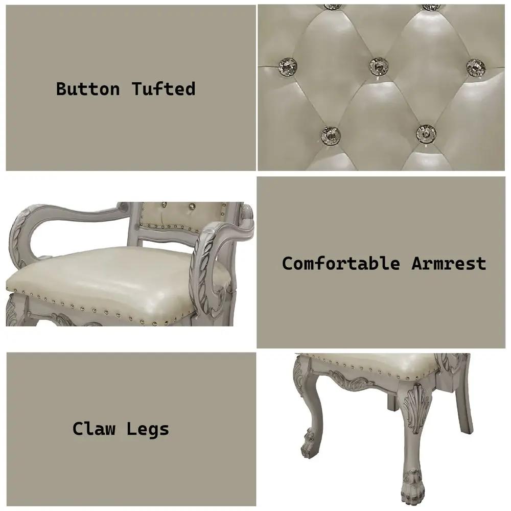 Dresden - Synthetic Leather Arm Chair (Set of 2) - Bone White by Unique Piece Furniture