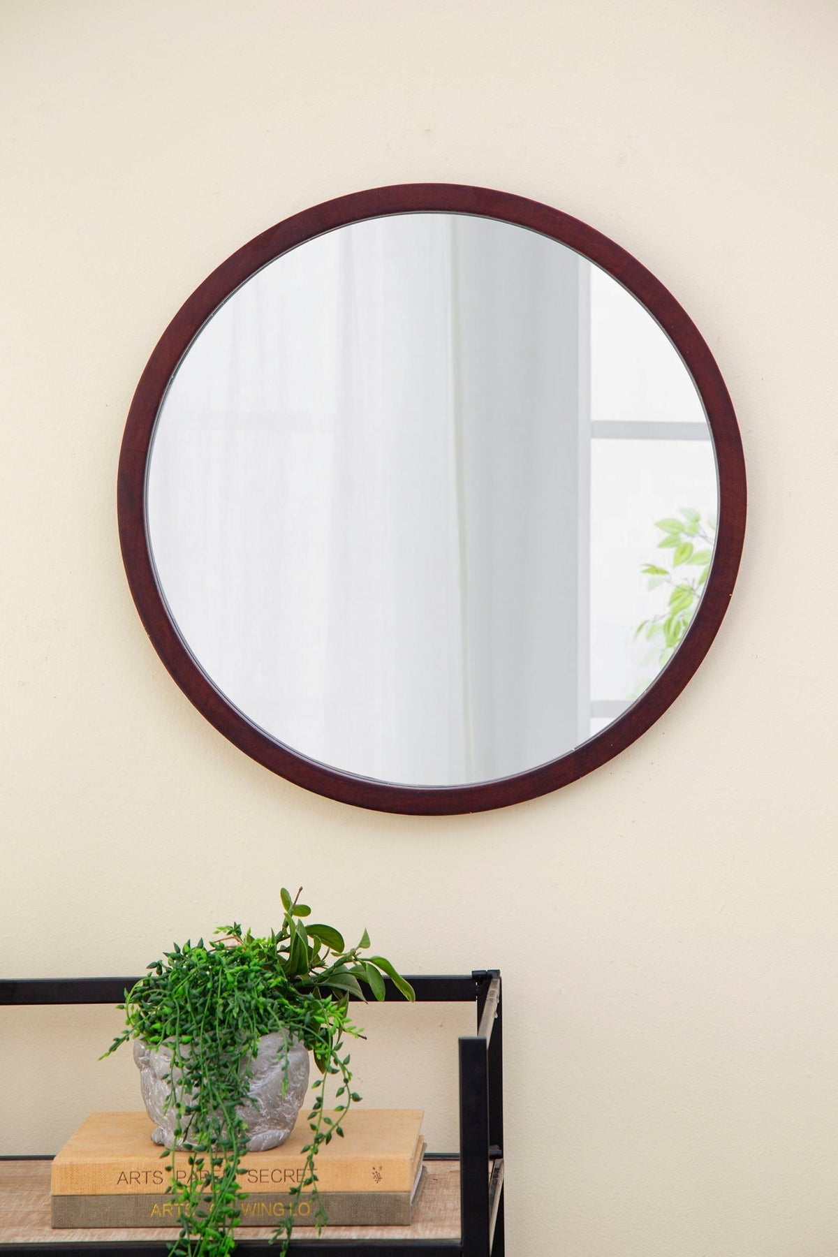 Circle Wall Mirror with Wooden Frame - Black, Light Brown, Dark Brown, photo 34 of 36