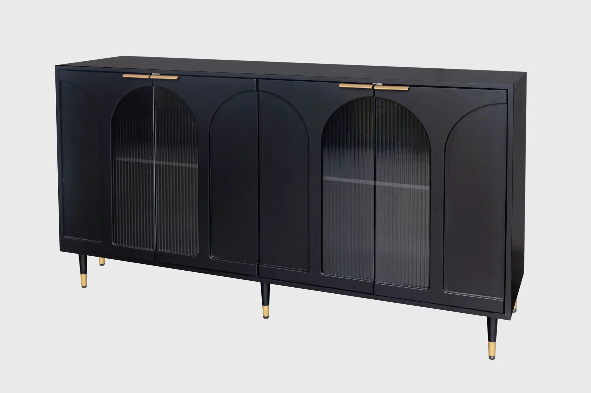 Accent Cabinet Lacquered Wooden Cabinet With 4 Glass Doors Sideboard Buffet Server Cabinet Storage Cabinet, For Living Room, Entryway, Hallway, Office, Kitchen And Dining Room by HouseOfZazla