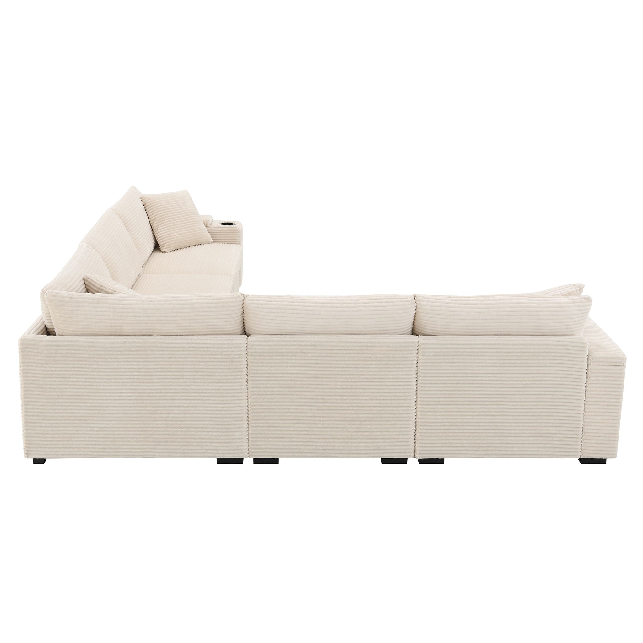 Convertible L Shaped Sectional Corner Couch With Armrest Storage Cup Holders USB Charger, Irregular Corner Oversized Comfy Modular Sofa by HouseOfZazla