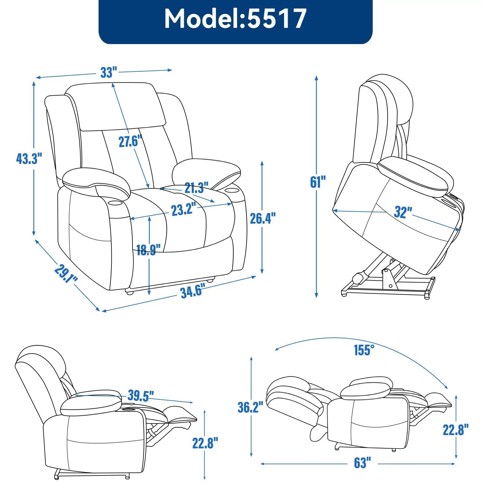 Chenille Power Lift Recliner Chair by HouseOfZazla