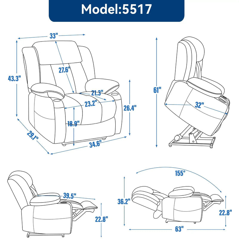 Chenille Power Lift Recliner Chair by HouseOfZazla