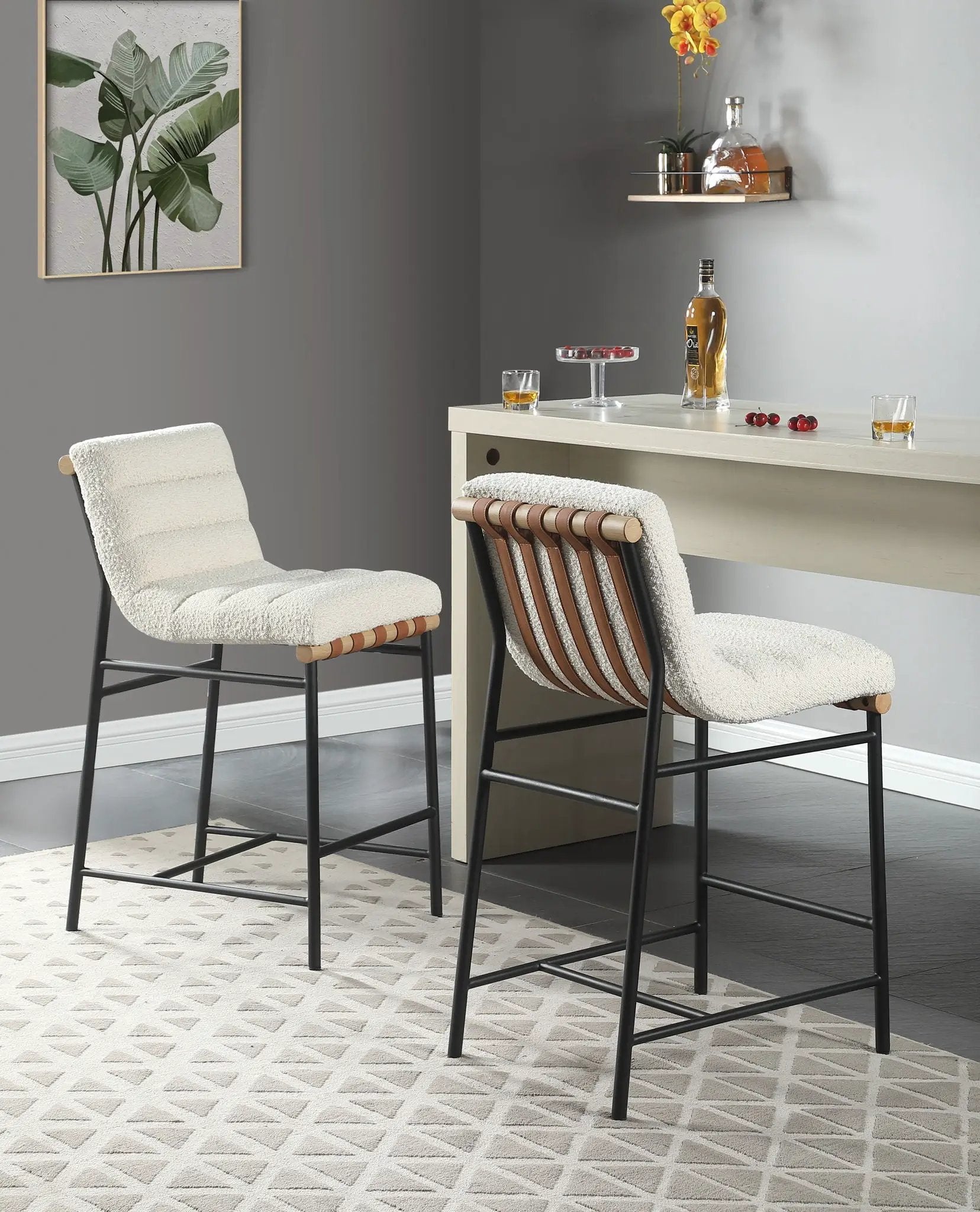 Lahni - 17" Boucle Fabric Counter Height Chair by Unique Piece Furniture