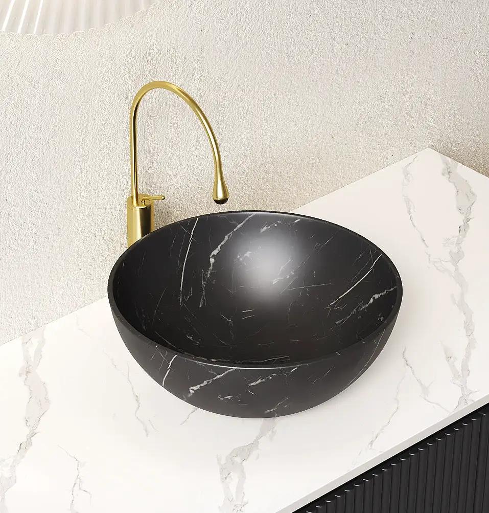 14" Bathroom Bowl Ceramic Sink with Stone Pattern - Matte Finish by HouseOfZazla