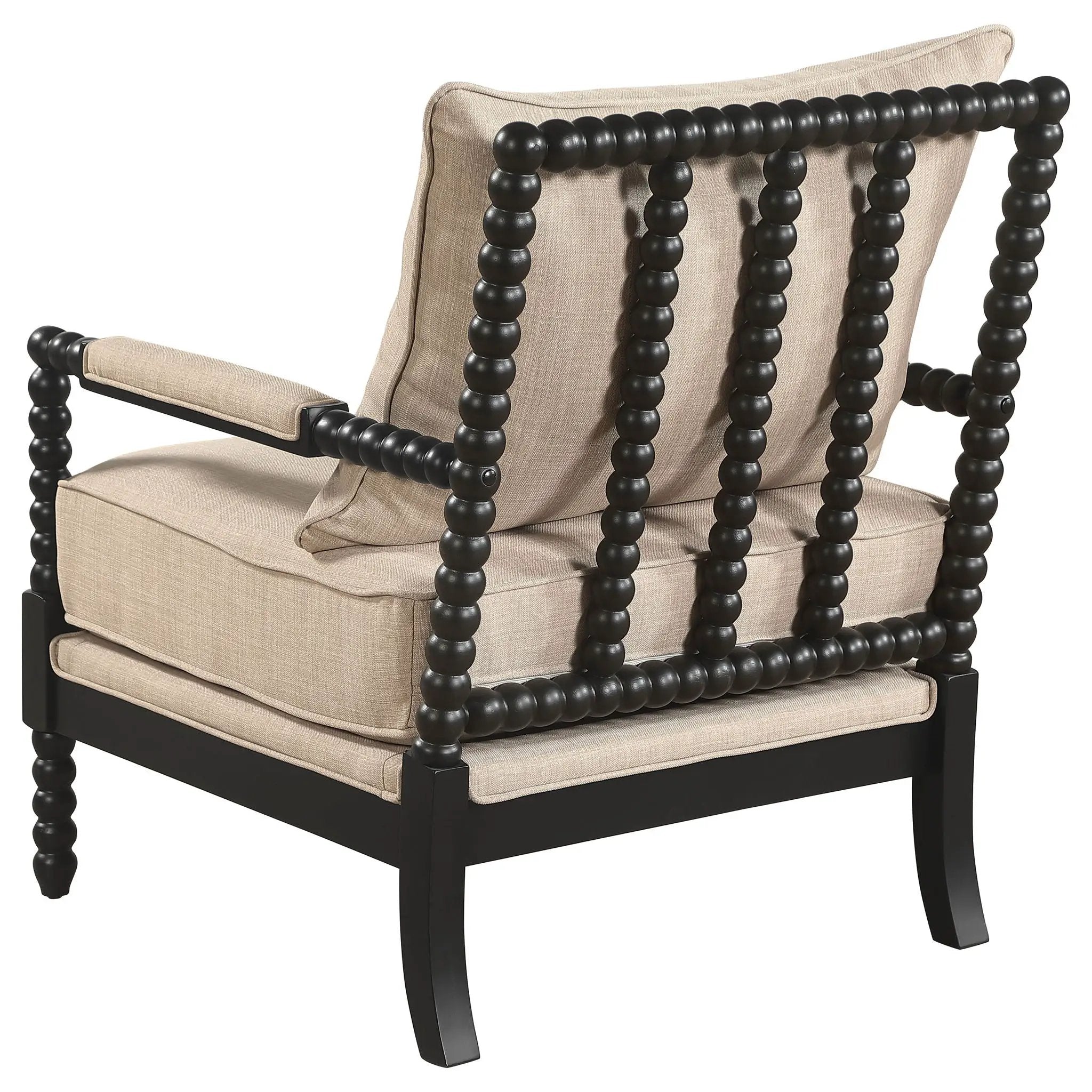 Blanchett Upholstered Bobbin Accent Chair Beige and Black by Unique Piece Furniture