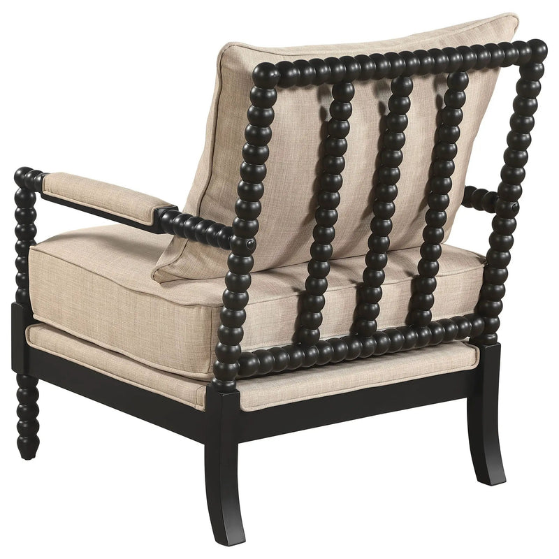 Blanchett Upholstered Bobbin Accent Chair Beige and Black by Unique Piece Furniture