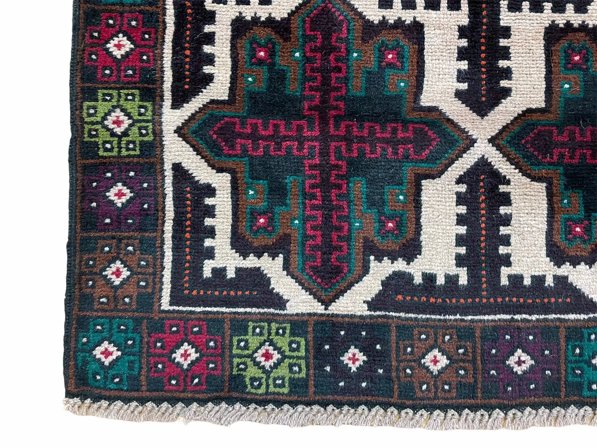 3 X 4.4 Vintage Handmade Tribal Wool Rug Balouchi Rug Afghan Rug Red Beige Green by Jewel Rugs
