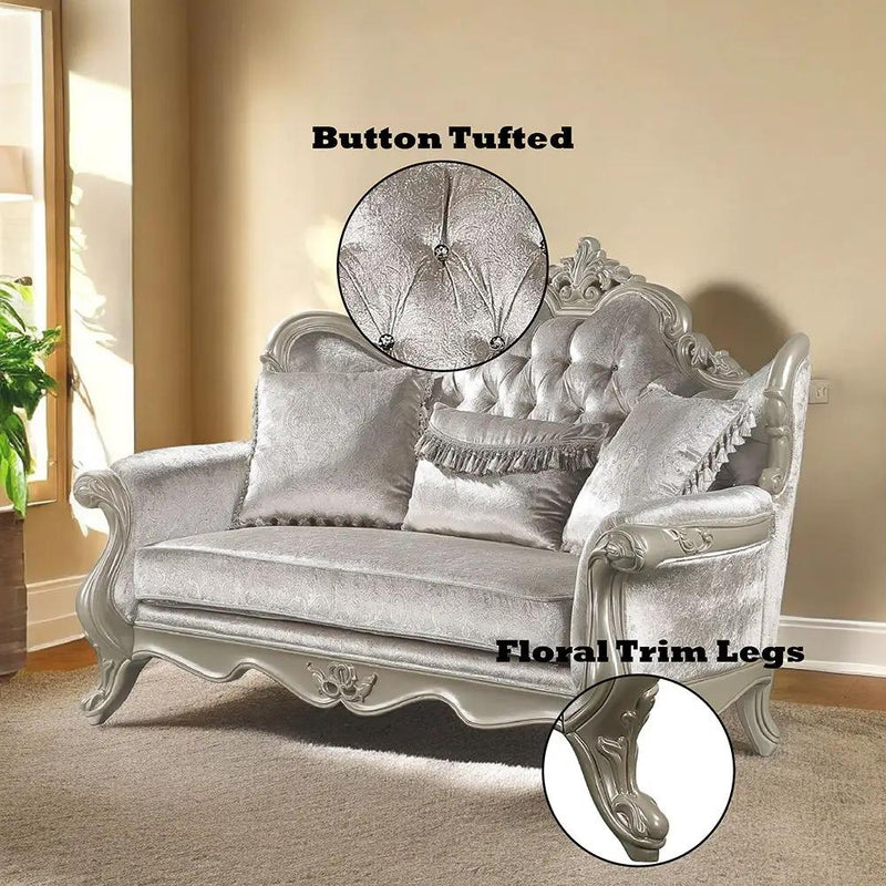 Libertee - Loveseat With 3 Pillows - Beige Fabric & Champagne by Unique Piece Furniture