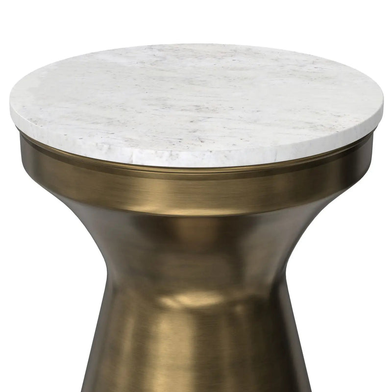Raquel - Side Table - Antique Brass / White by HouseOfZazla