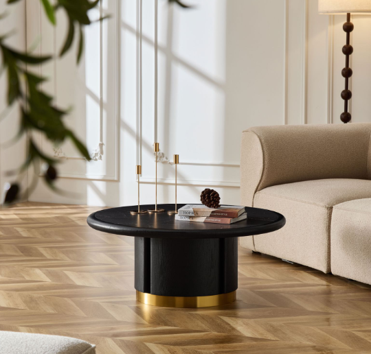 Round Coffee Table with Sturdy MDF Pedestal by HouseOfZazla
