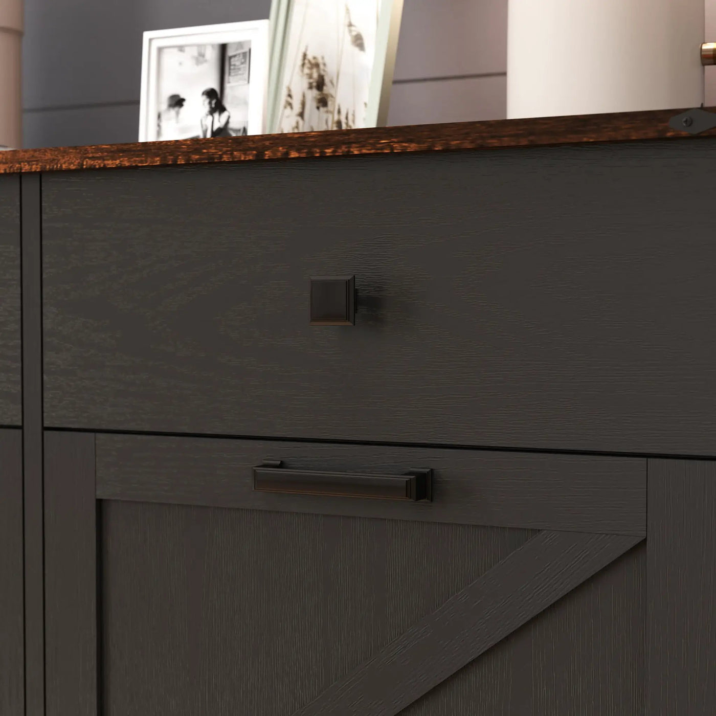 Double Tilt Out Trash Cabinet With Hideaway Drawer And Barn Door Style by HouseOfZazla