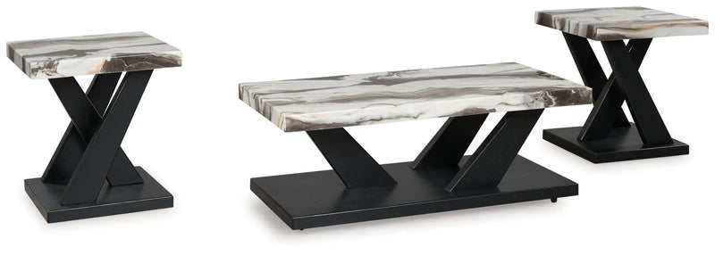 Cendill - Occasional Table Set (Set of 3) - Dark Brown / White / Black by Unique Piece Furniture