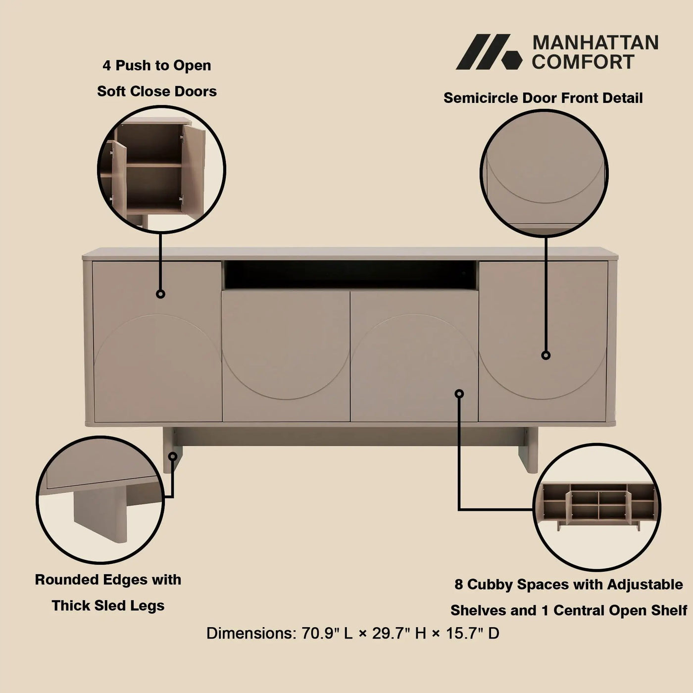 Ella - Sideboard With Adjustable Shelves by HouseOfZazla