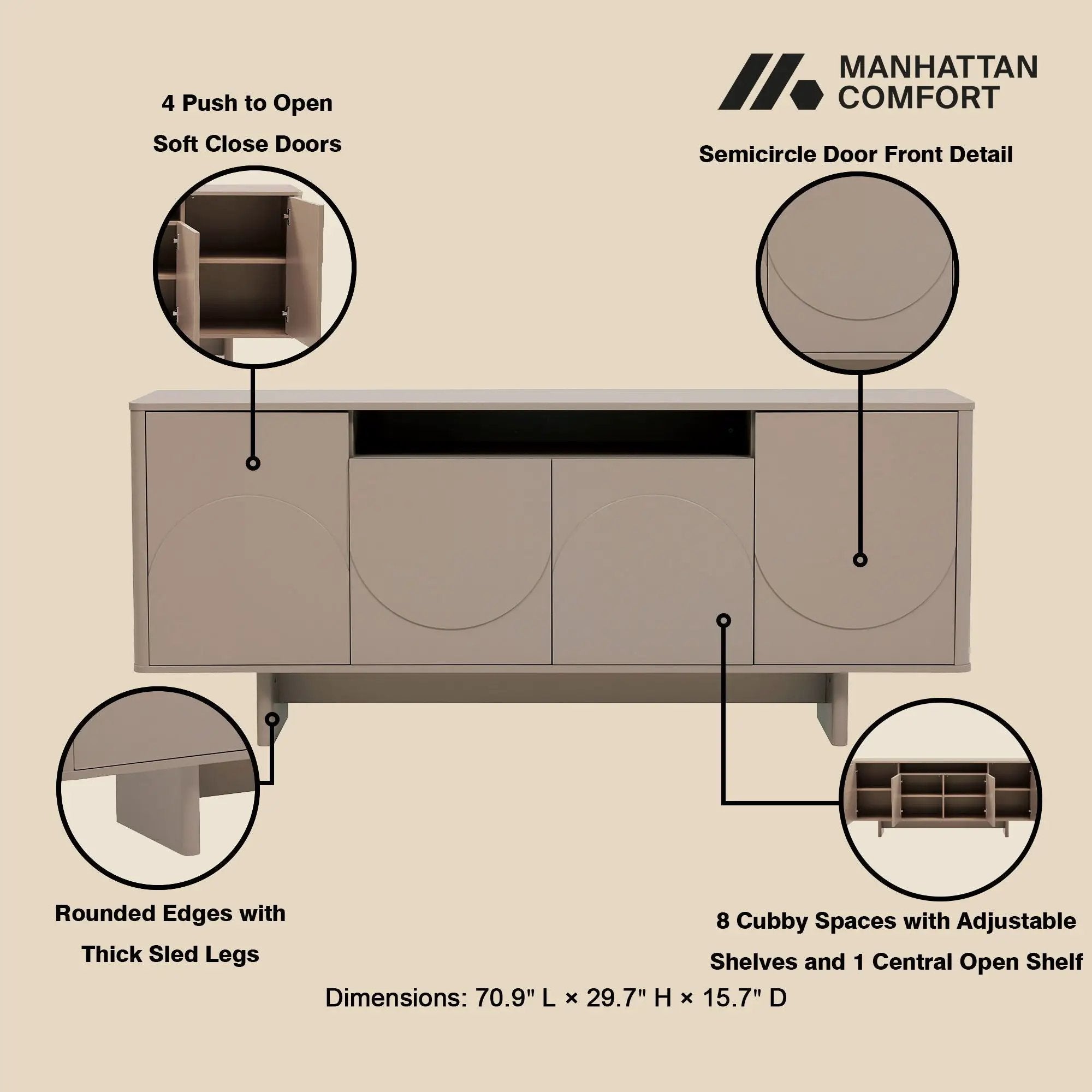 Ella - Sideboard With Adjustable Shelves by HouseOfZazla