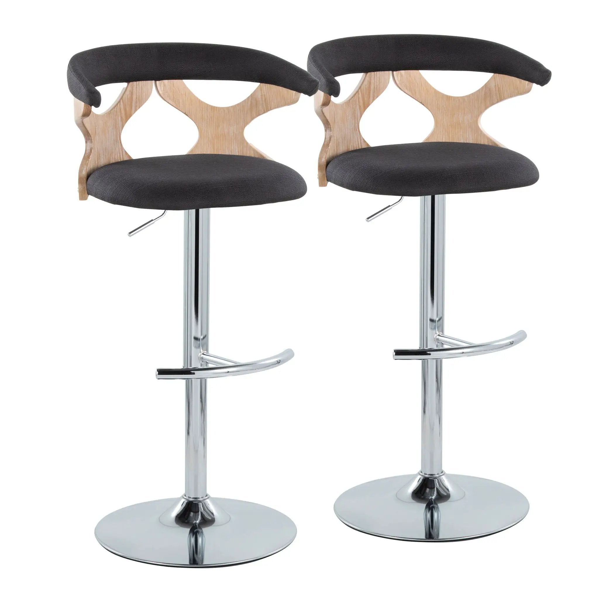 Gardenia - Contemporary Adjustable Barstool With Swivel / Rounded T Footrest (Set of 2) by HouseOfZazla