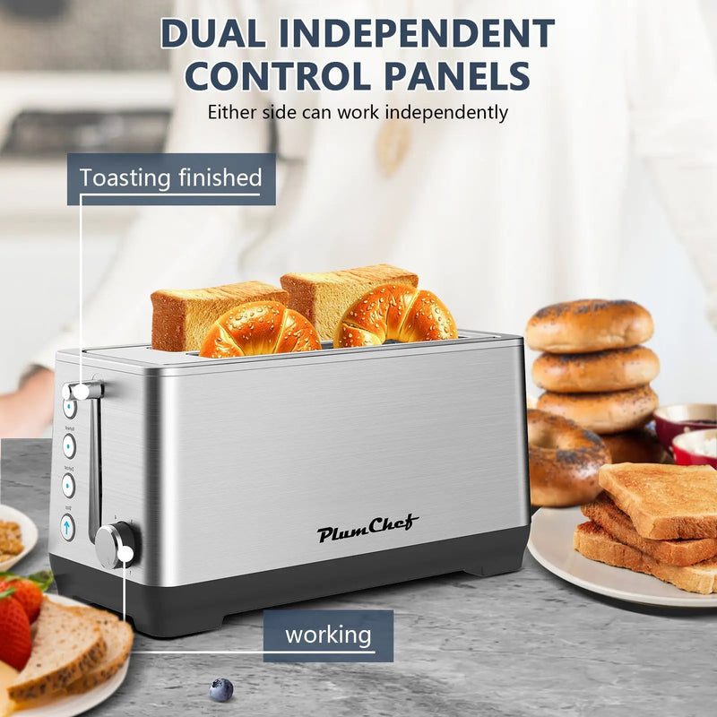 4-Slice Extra Wide Long Slot Stainless Steel Toaster by HouseOfZazla