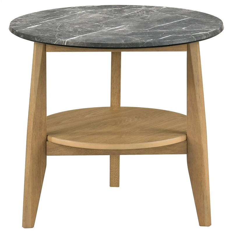 Bradley Round SmartTop End Side Table Grey and Natural by Unique Piece Furniture