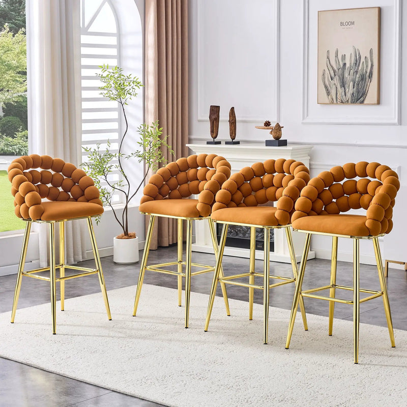 Bubble, Ball Chain Tufted Bar Chairs For Kitchen Island & Home Bar (Set of 2) by HouseOfZazla