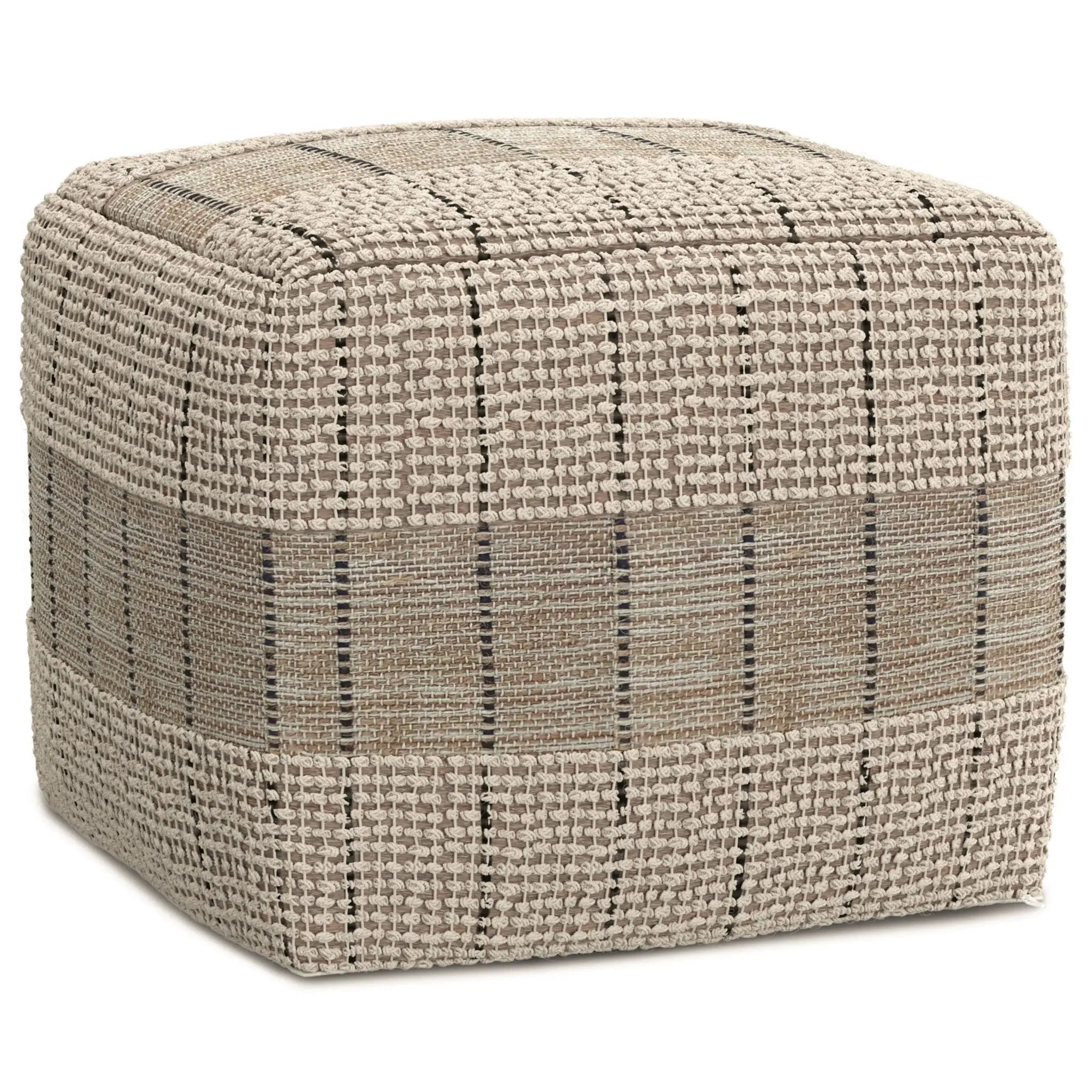 Elmer - Square Woven Pouf - Natural / Gray by HouseOfZazla