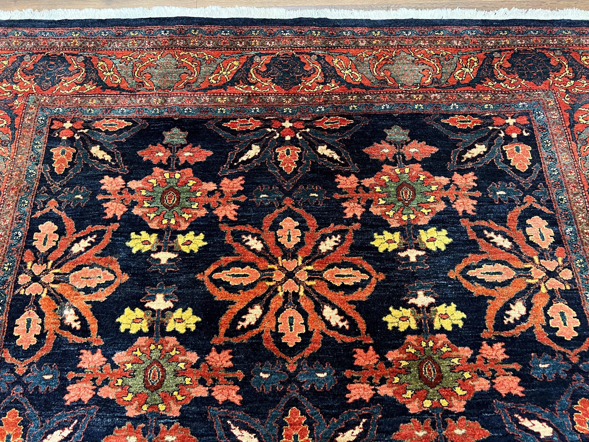 Wonderful Persian Rug 7x10, Navy Blue and Red, Allover Floral Pattern, Bidjar Carpet, Authentic Oriental Rug 7 x 10, Wool Hand Knotted Rug by Jewel Rugs