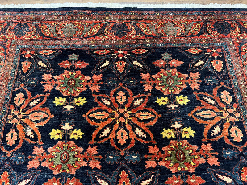 Wonderful Persian Rug 7x10, Navy Blue and Red, Allover Floral Pattern, Bidjar Carpet, Authentic Oriental Rug 7 x 10, Wool Hand Knotted Rug by Jewel Rugs
