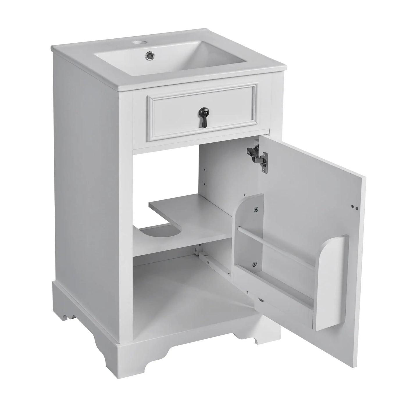 Elegant Bathroom Vanity With Ceramic Sink, Soft Close Door, Adjustable Shelf by HouseOfZazla
