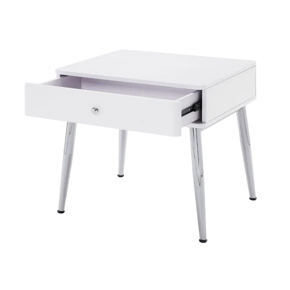Weizor - End Table - White High Gloss & Chrome by Unique Piece Furniture
