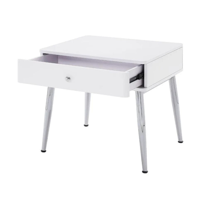 Weizor - End Table - White High Gloss & Chrome by Unique Piece Furniture