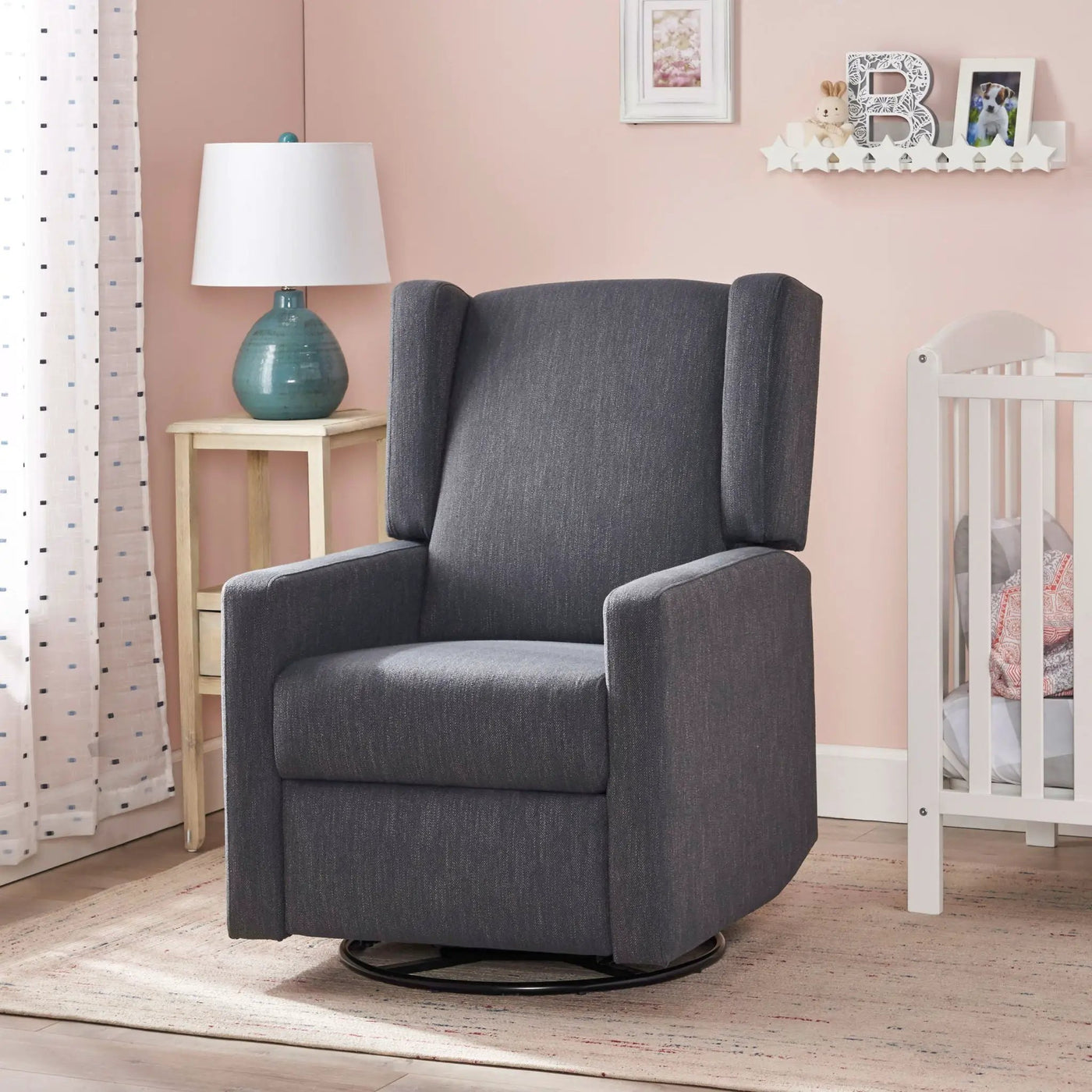 Landau Contemporary Fabric Upholstered Swivel Recliner by Unique Piece Furniture
