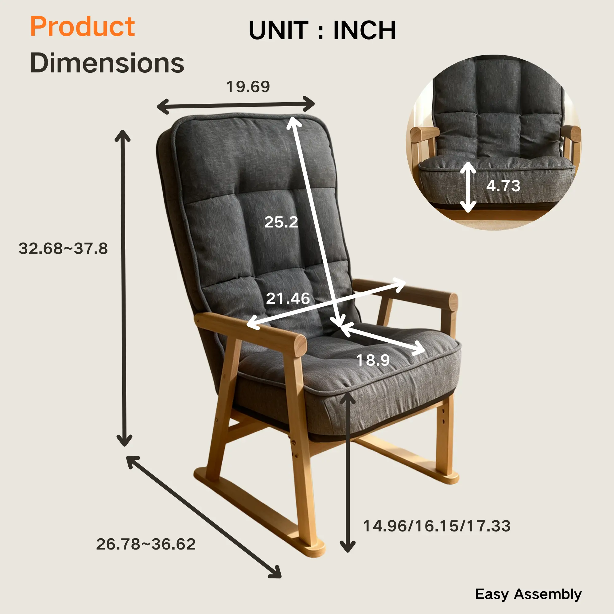 Modern Adjustable Lounge Chair with Three-Level Lumbar Adjustment by HouseOfZazla