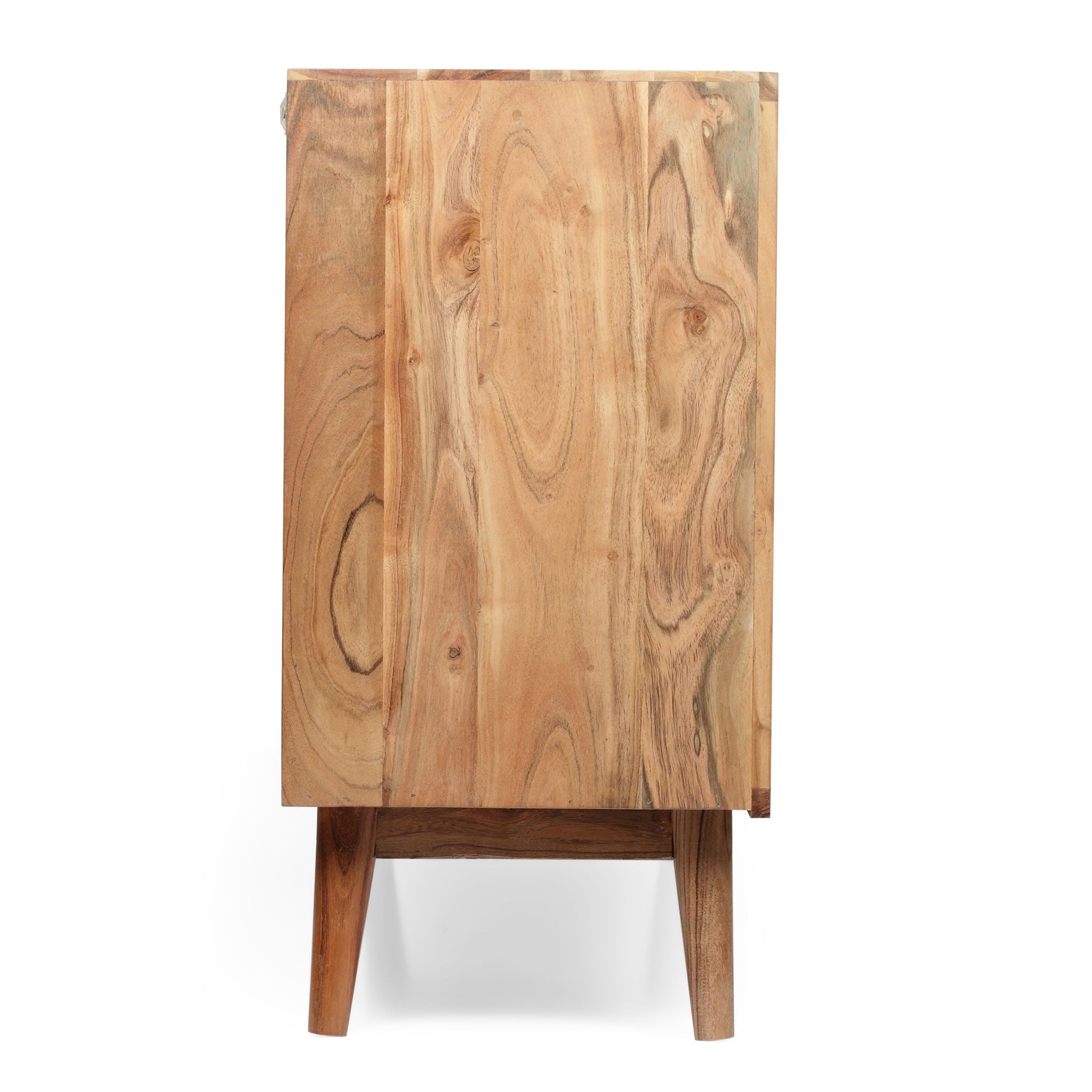 Boho Handcrafted 3 Door Sideboard, Carved Texture & Artisanal Charm - Natural by HouseOfZazla