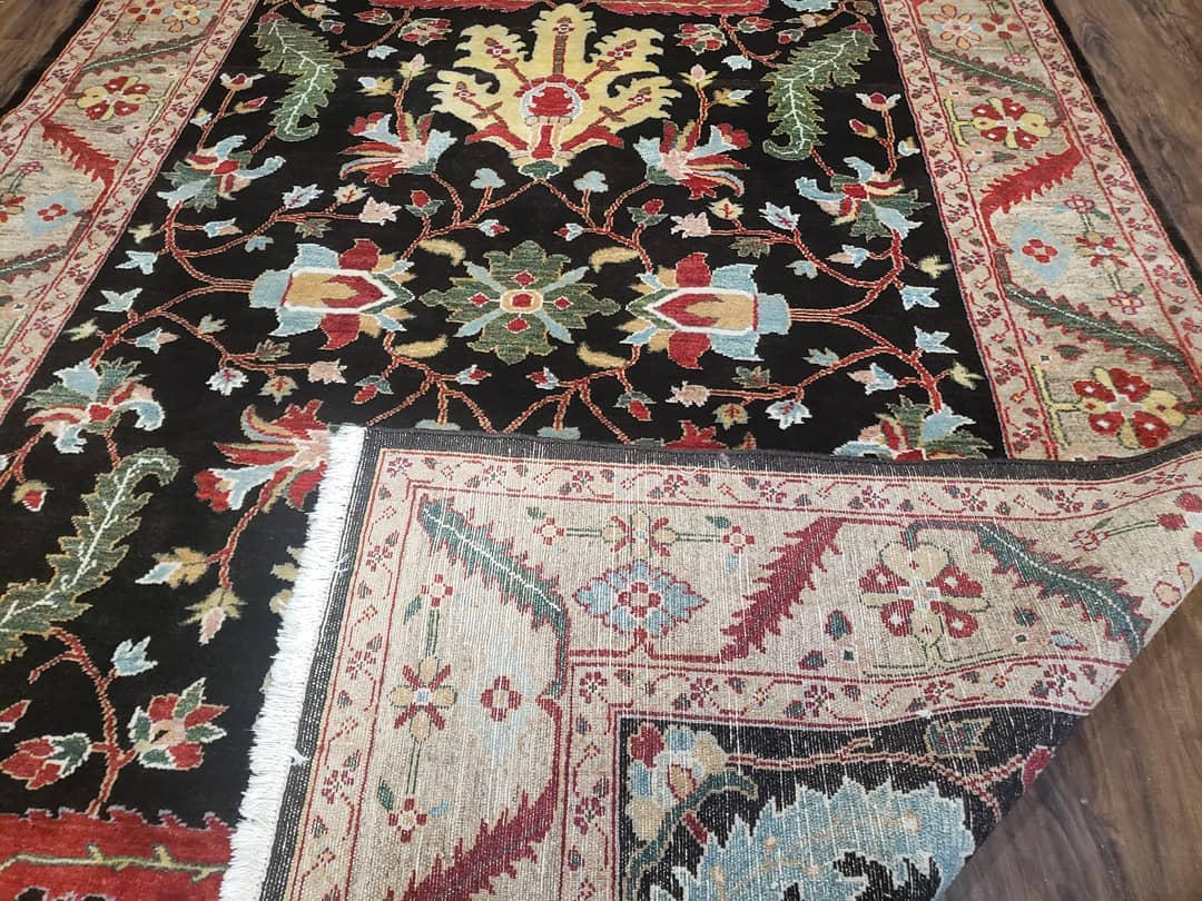Peshawar Rug, 6x9 Rug, Hand Knotted Wool Area Rug, Black and Silver Rug, Unique Oriental Carpet, Handmade, Medium Sized Rug, Persian Rug by Jewel Rugs