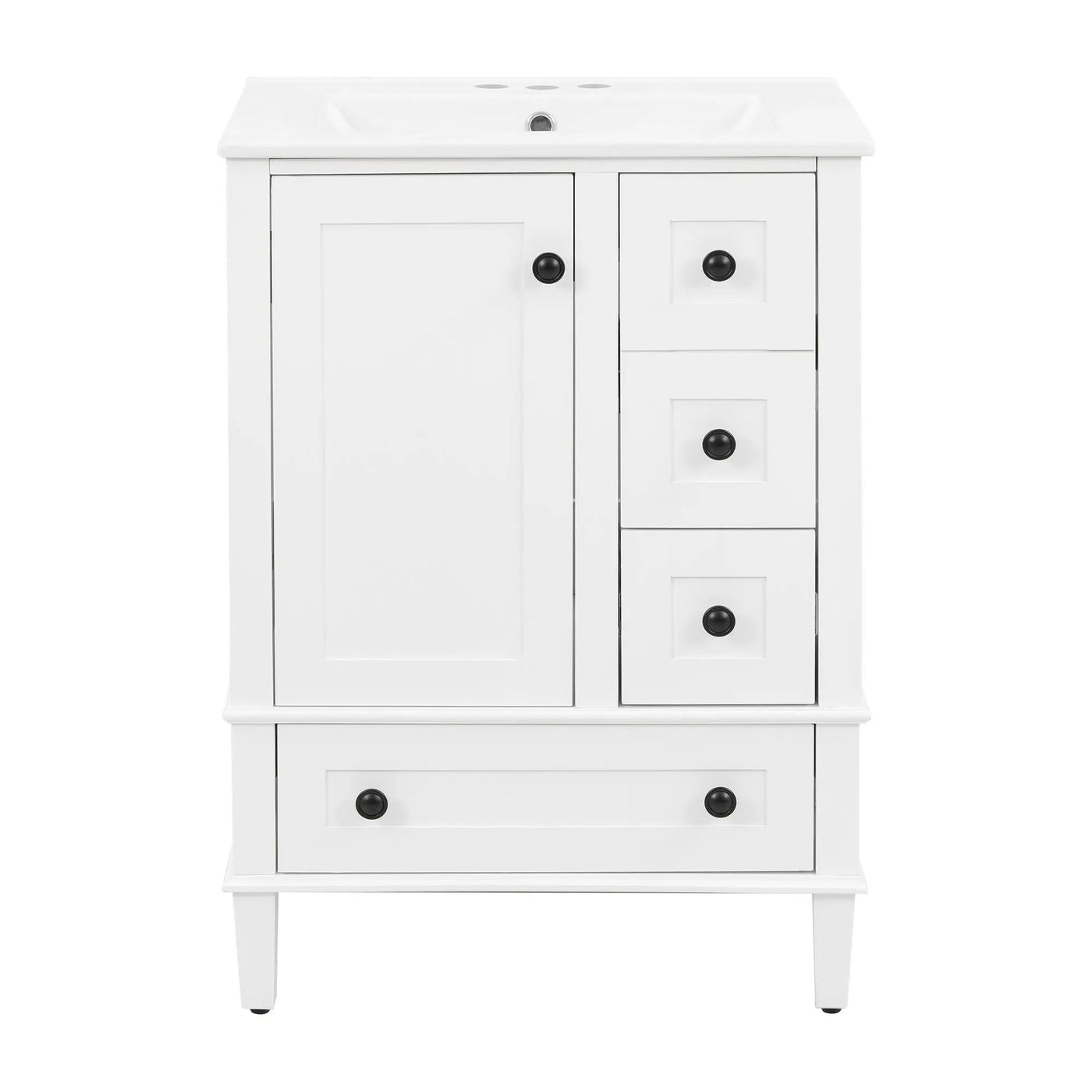Bathroom Vanity With Integrated Basin, Soft Close Drawers, Door Mounted Double Layer Shelf by Unique Piece Furniture