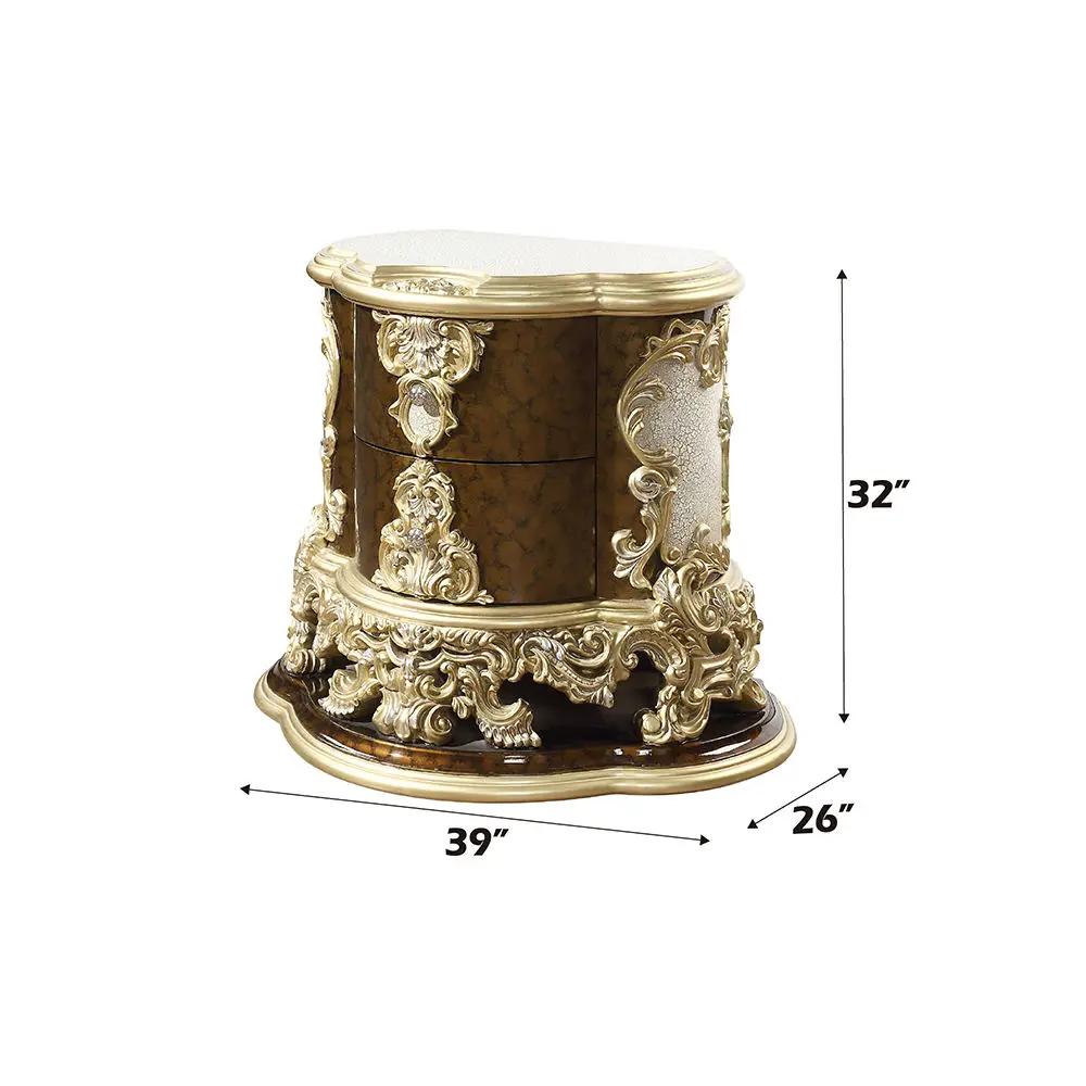 Desiderius - Nightstand - Antique Gold & Hand Painted Brown by Unique Piece Furniture