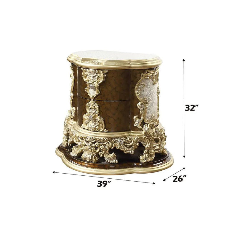 Desiderius - Nightstand - Antique Gold & Hand Painted Brown by Unique Piece Furniture