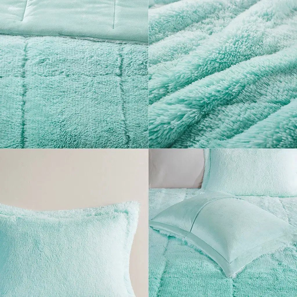 King Ombre Shaggy Long Fur Comforter Mini Set by HouseOfZazla