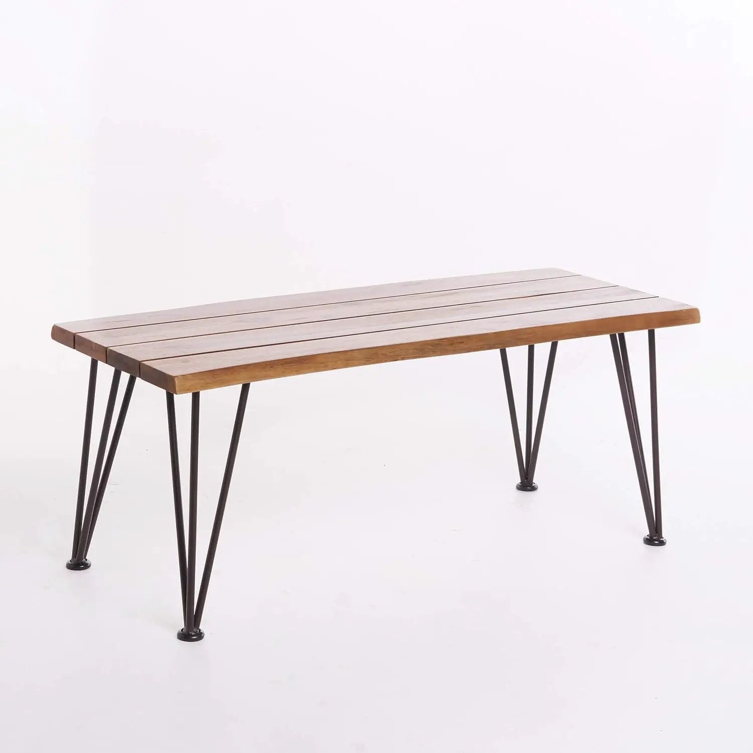 Zion Outdoor Industrial Iron Coffee Table and 2 Side Tables - Teak by HouseOfZazla