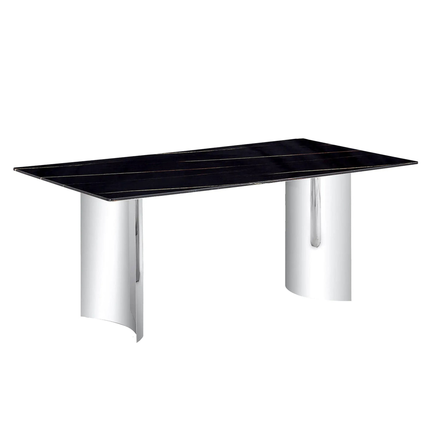 Modern Minimalist Dining Table With Marble Glass Top by HouseOfZazla