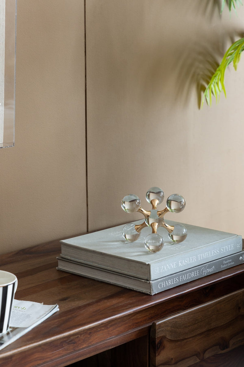 7.9" x 7.9" x 7.9" Clear and Gold Decorative Sculpture by HouseOfZazla