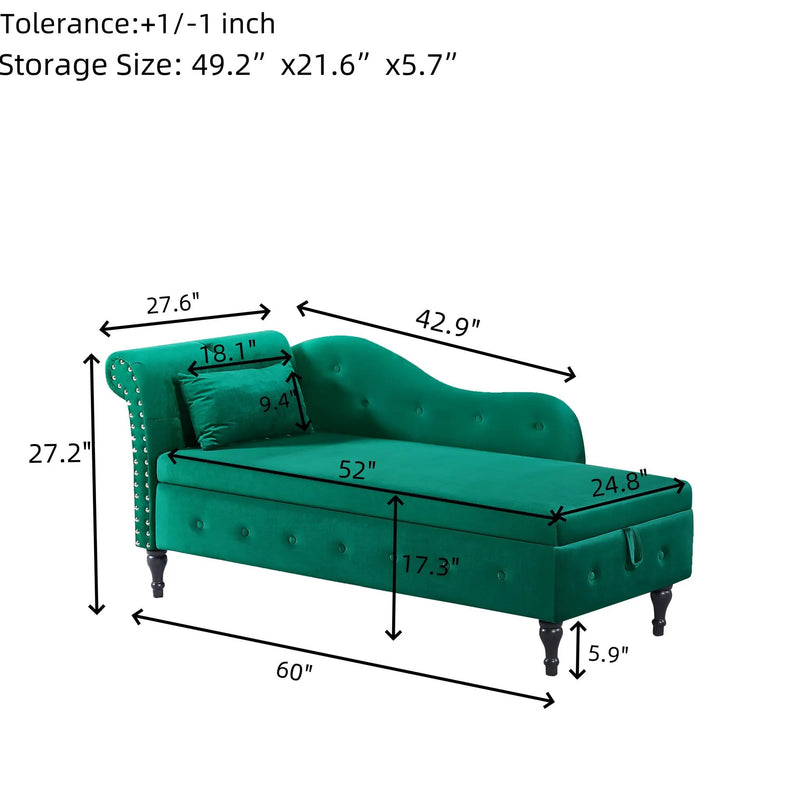 Aijia 60" Velvet Multifunctional Storage Chaise Lounge by HouseOfZazla