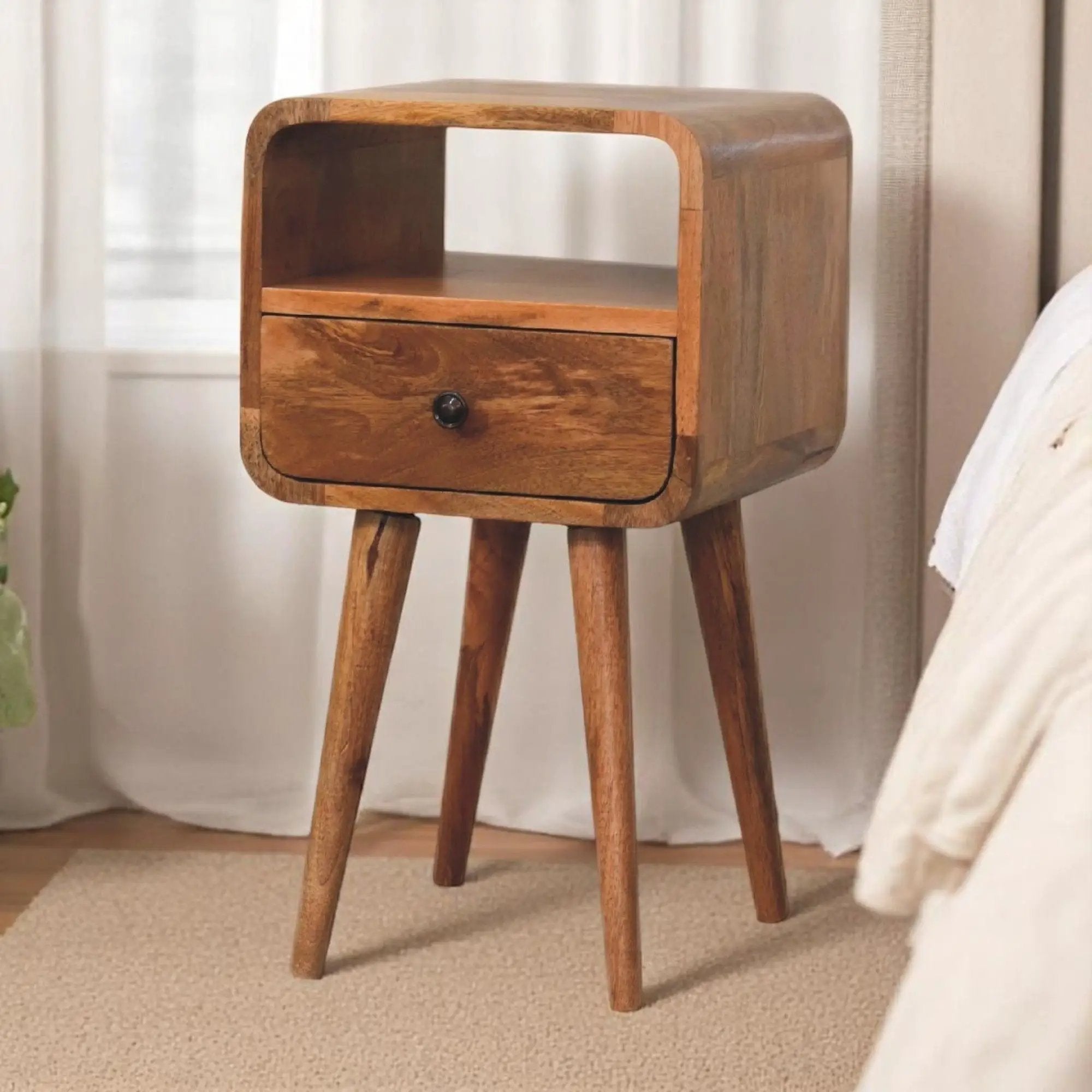 Mini Curve Open Bedside Nightstand by HouseOfZazla
