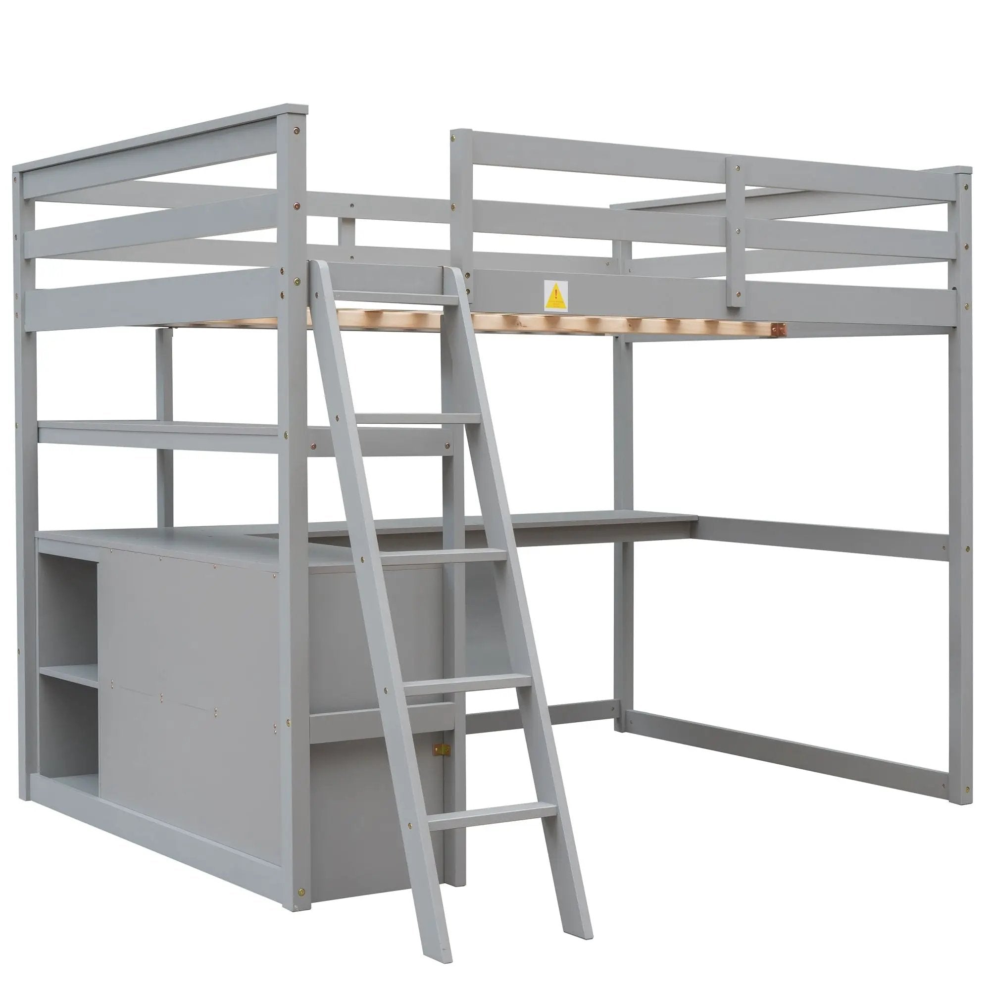 Modern Loft Bed With Built In Desk, Shelves, And 2 Drawers by HouseOfZazla