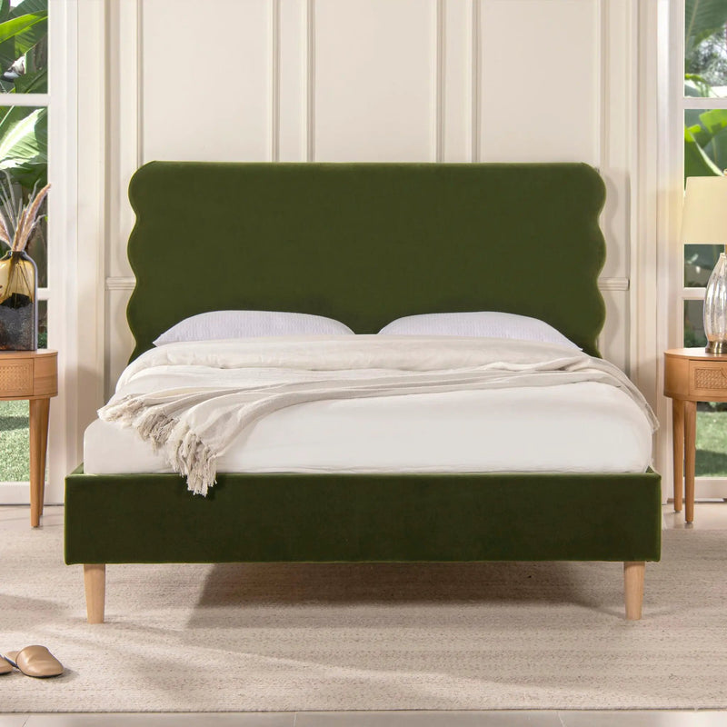 Stockholm - Modern Wavy Headboard Platform Bed by HouseOfZazla
