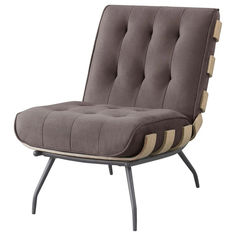 Aloma Upholstered Tufted Armless Accent Chair Brown by Unique Piece Furniture