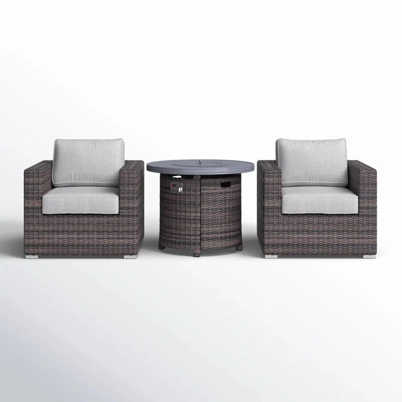 Rattan Patio Set With Comfortable Cushions And Fire Pit by Unique Piece Furniture