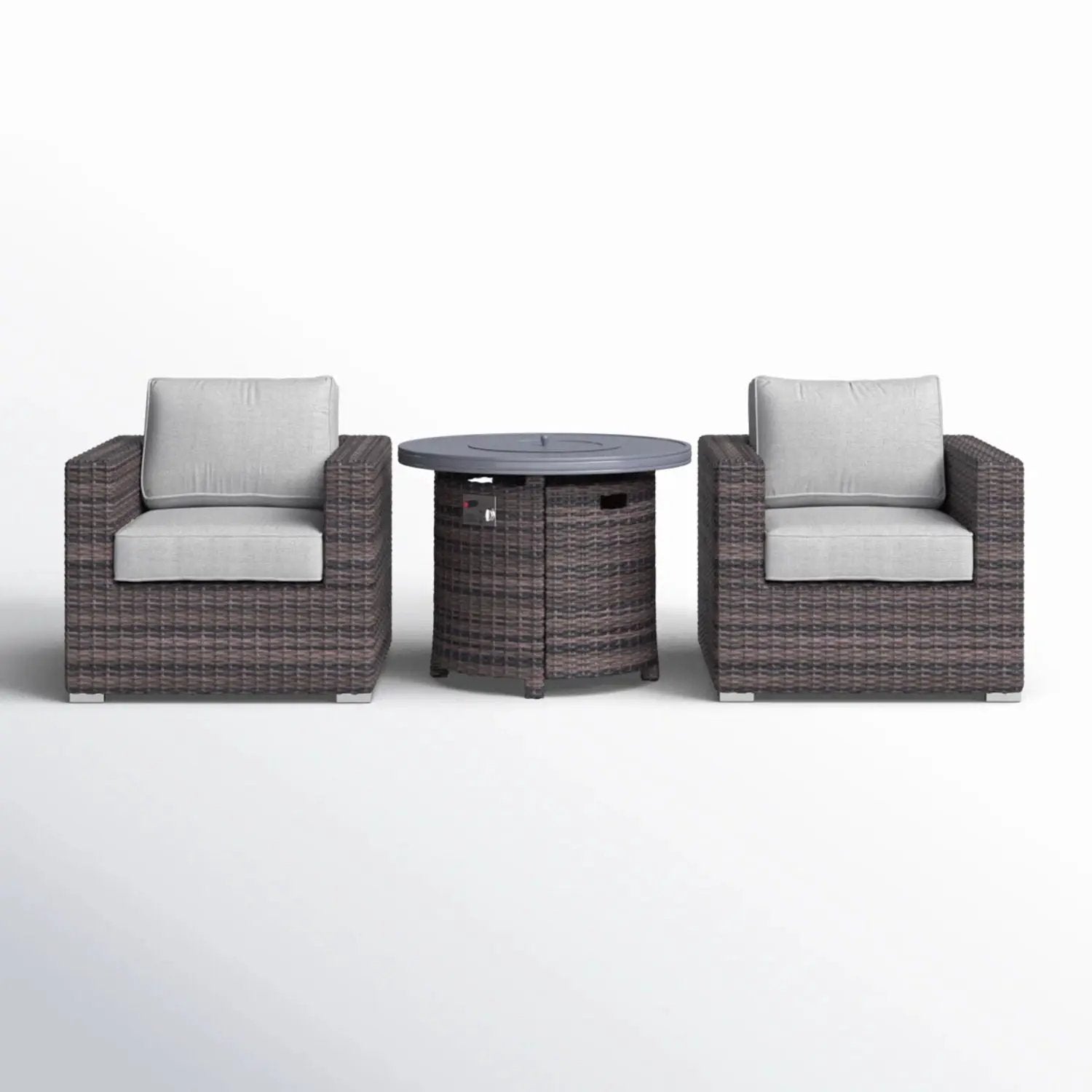 Rattan Patio Set With Comfortable Cushions And Fire Pit by HouseOfZazla